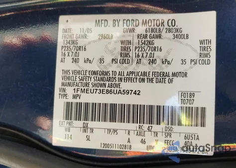 2006 Ford Explorer Xlt z USA, uszkodzony, nr VIN 1FMEU73E86UA59742